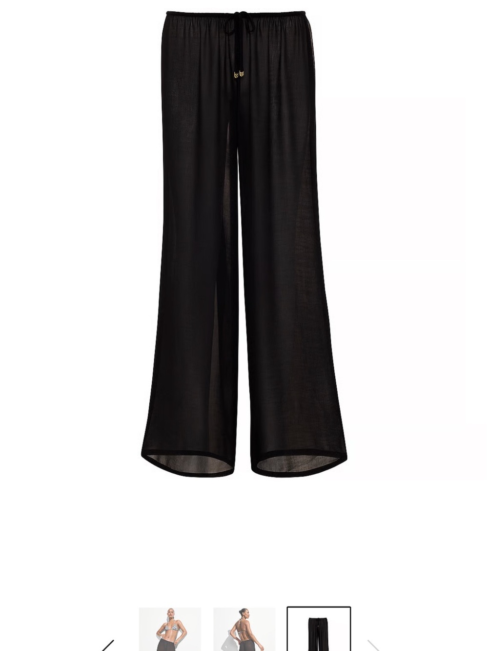 Victoria's Secret Black Wide-Leg Beach Pants with Drawstring